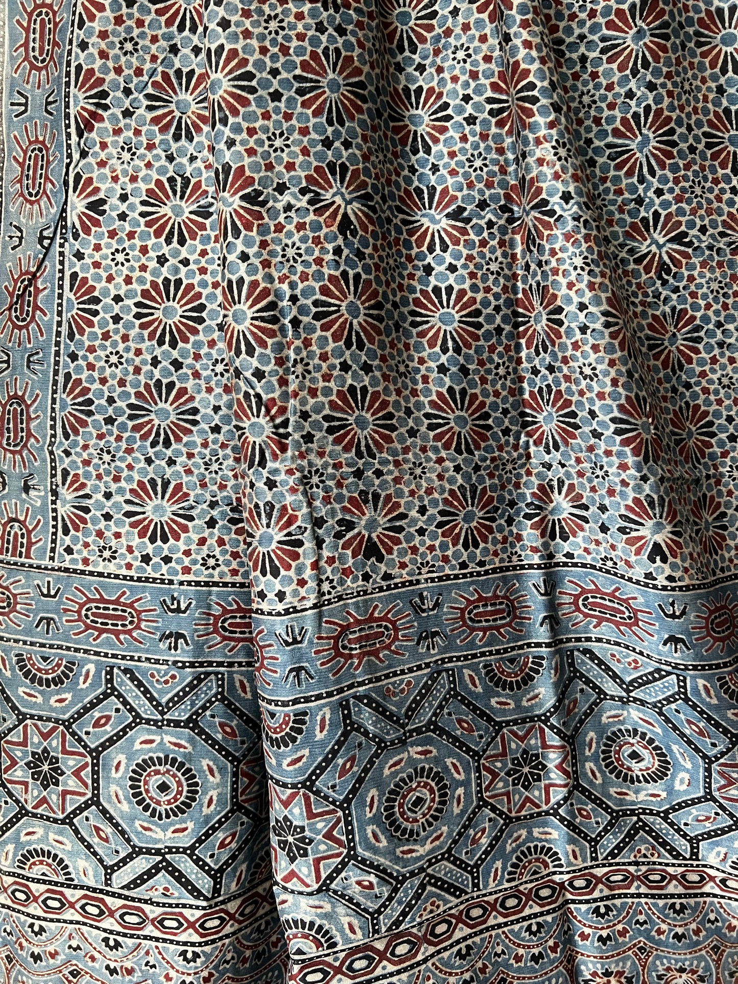Blue ajrakh chanderi dupatta