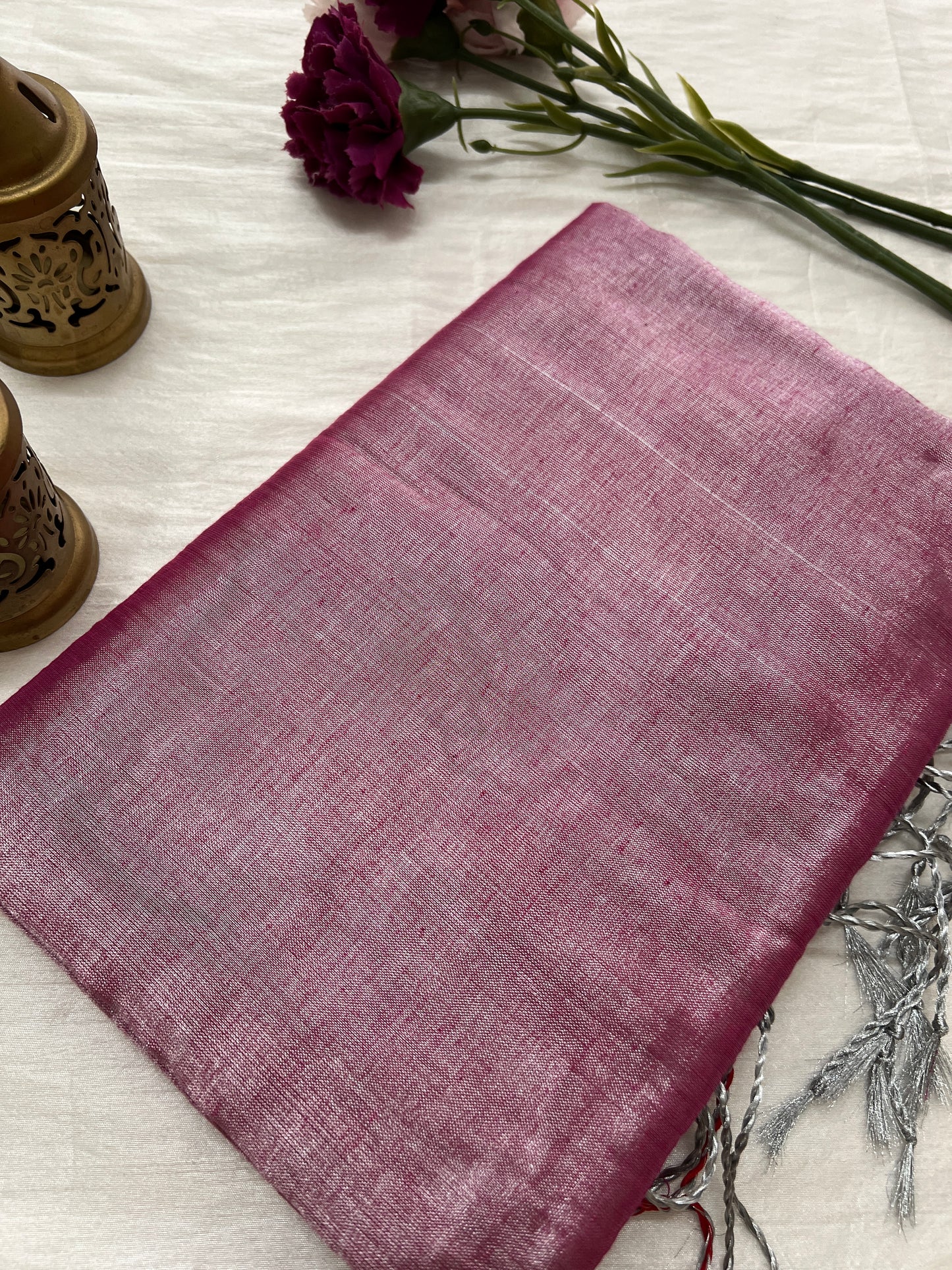 Light pink tissue mul cotton saree