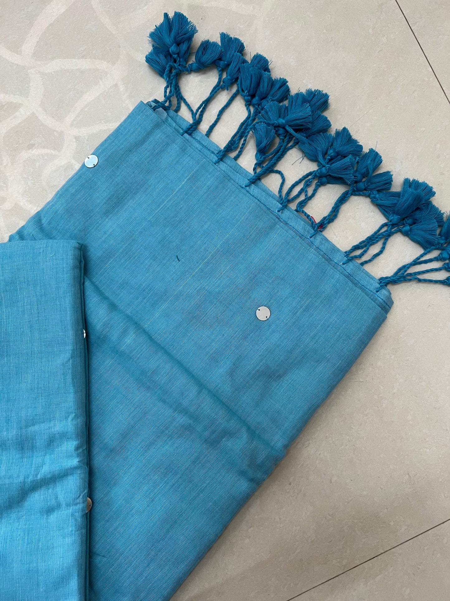 Sky khadi cotton saree