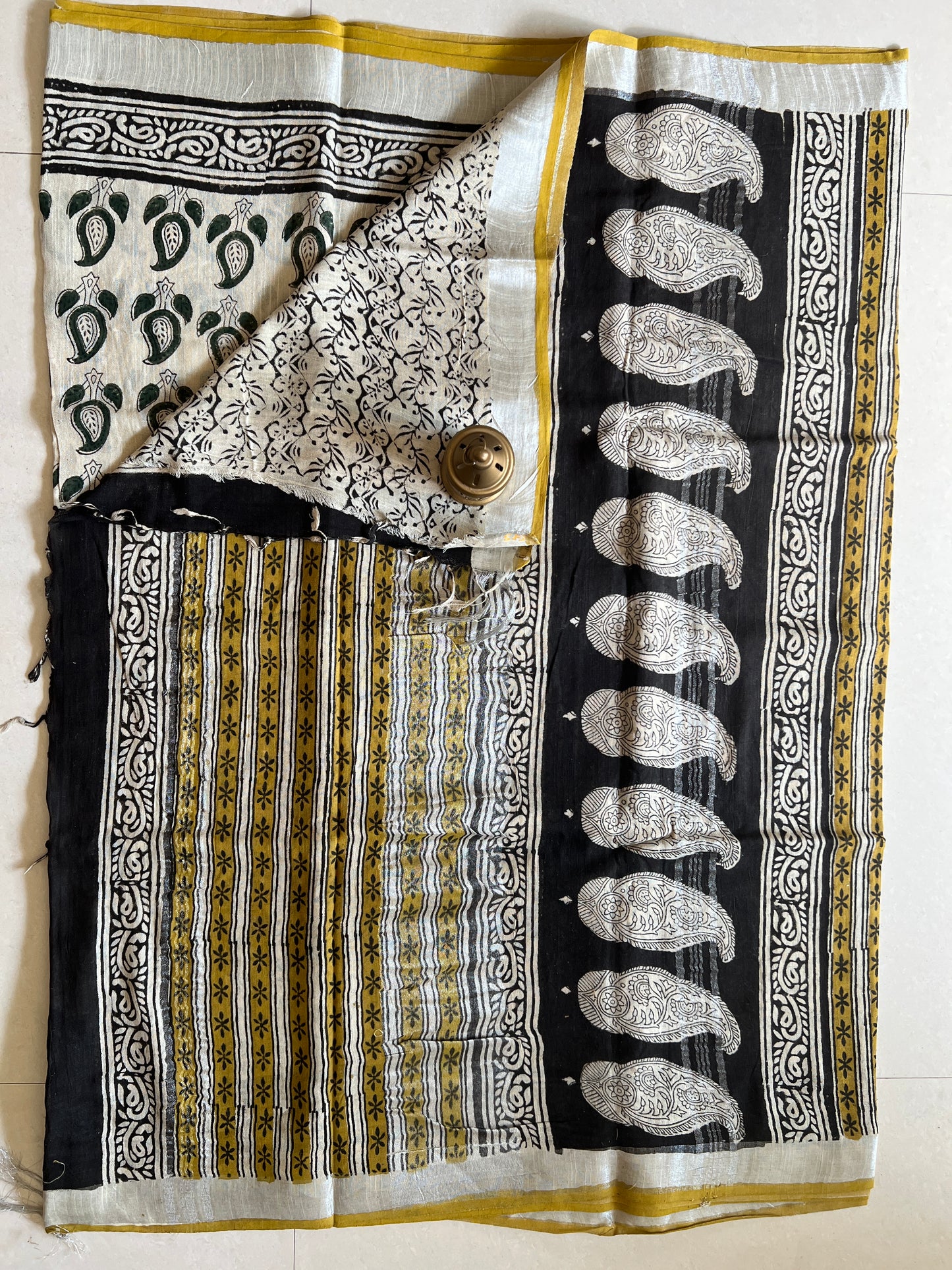 Handblock Linen Cotton Saree