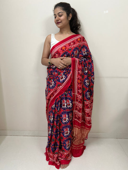 Purple patola silk saree