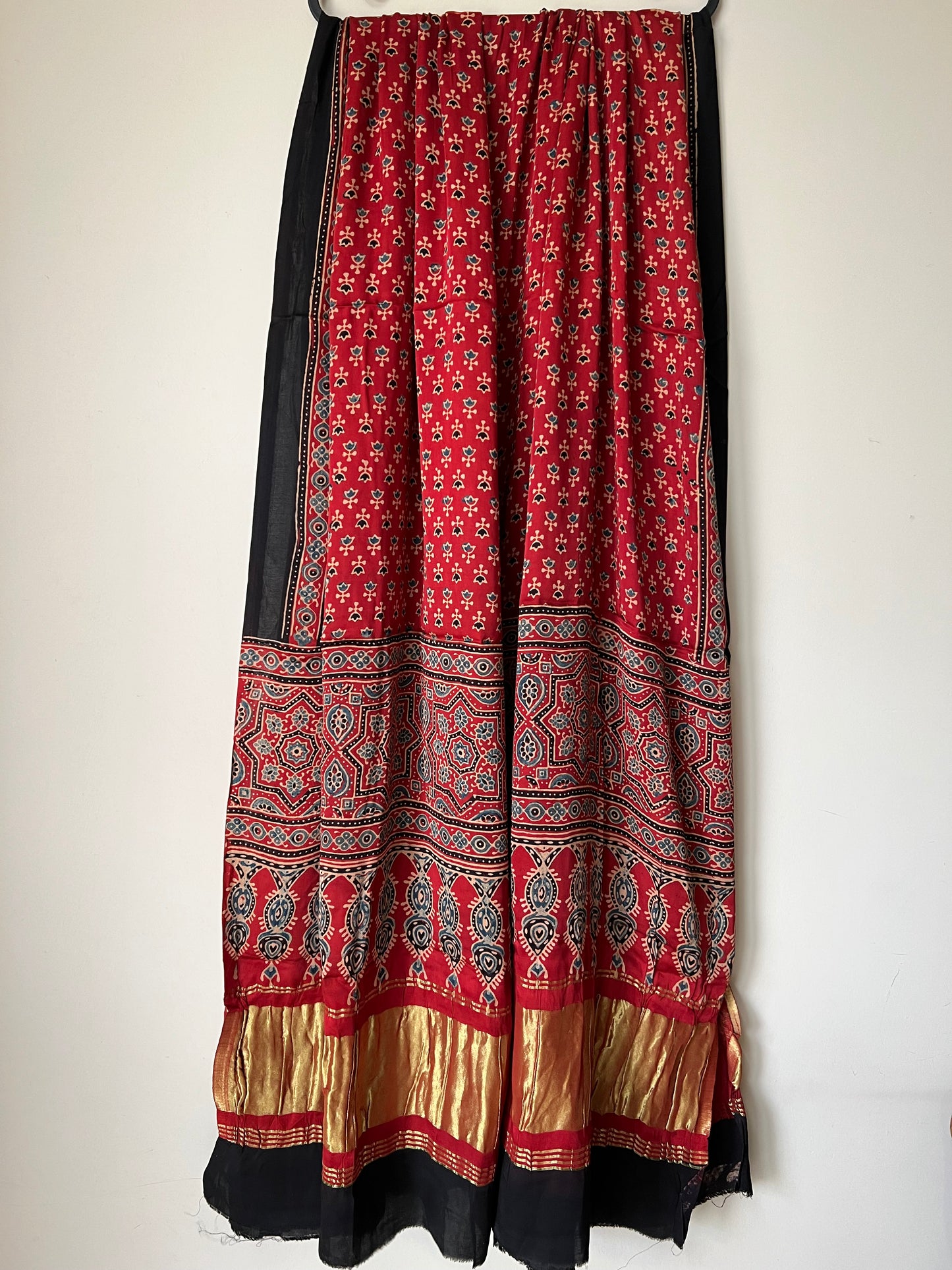 Red ajrakh modal silk dupatta