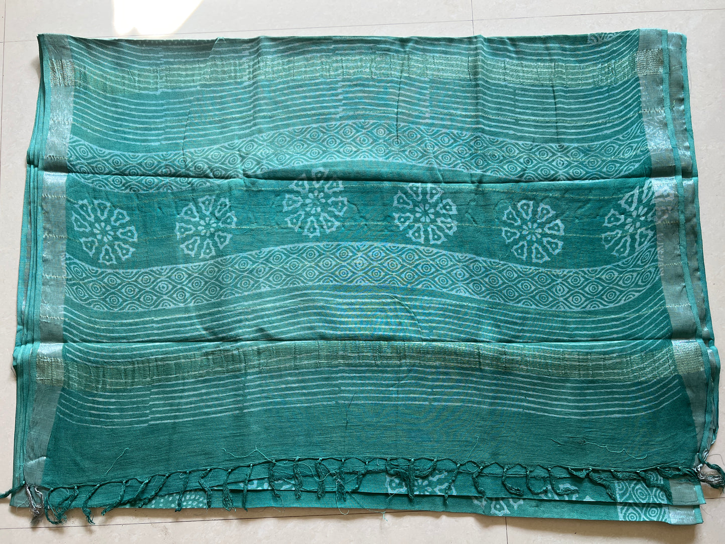 Handblock Linen Cotton Saree