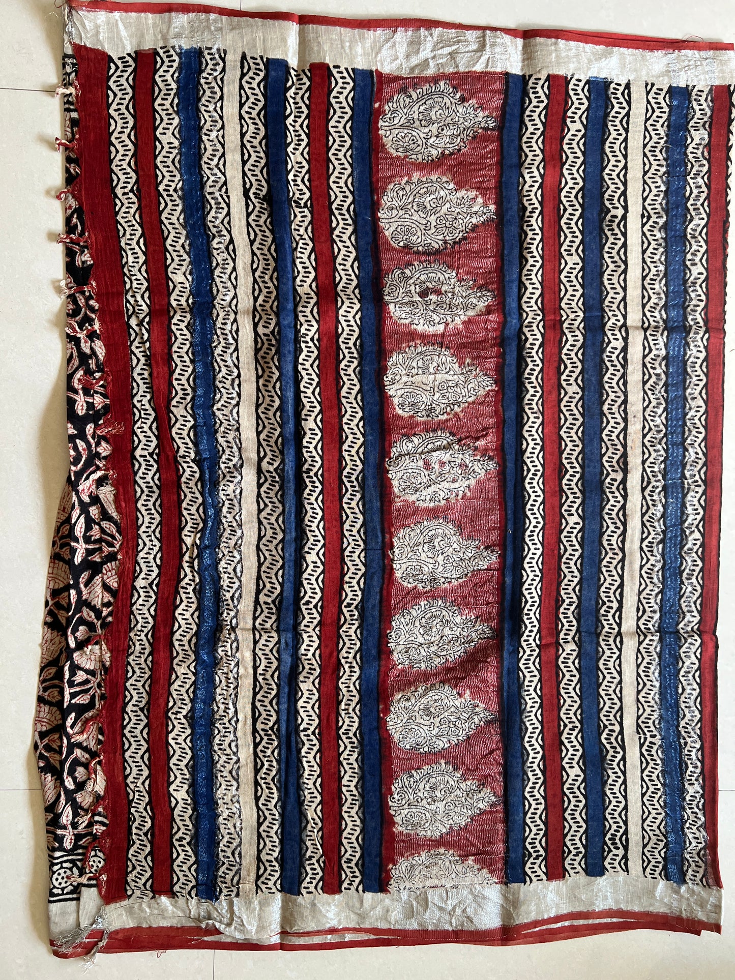 Handblock Linen Cotton Saree