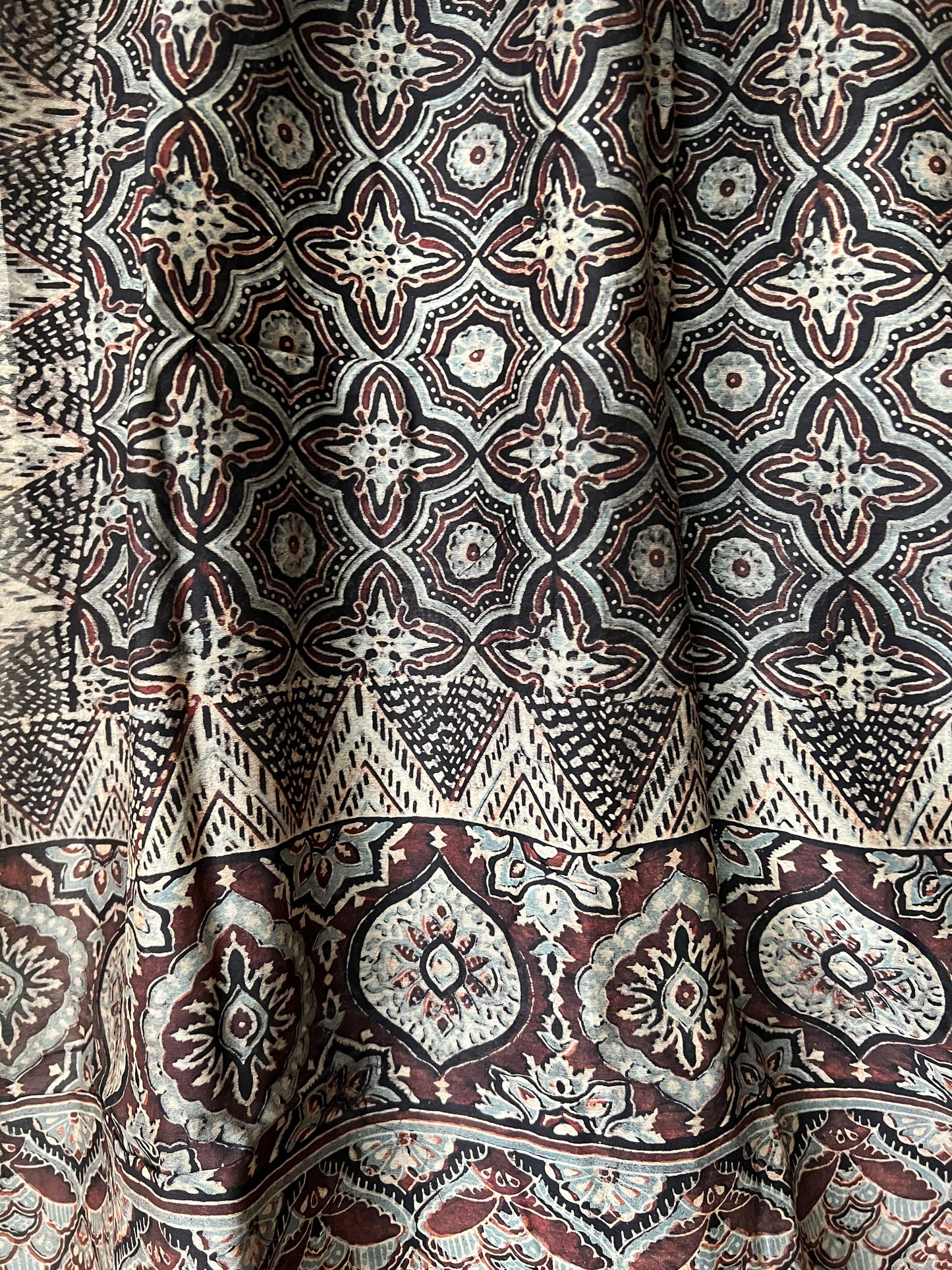 Black ajrakh chanderi dupatta