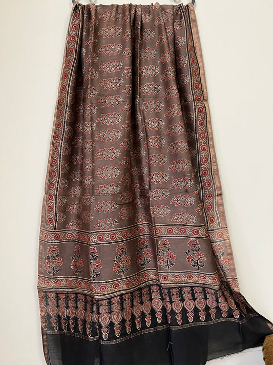 Ajrakh chanderi dupatta