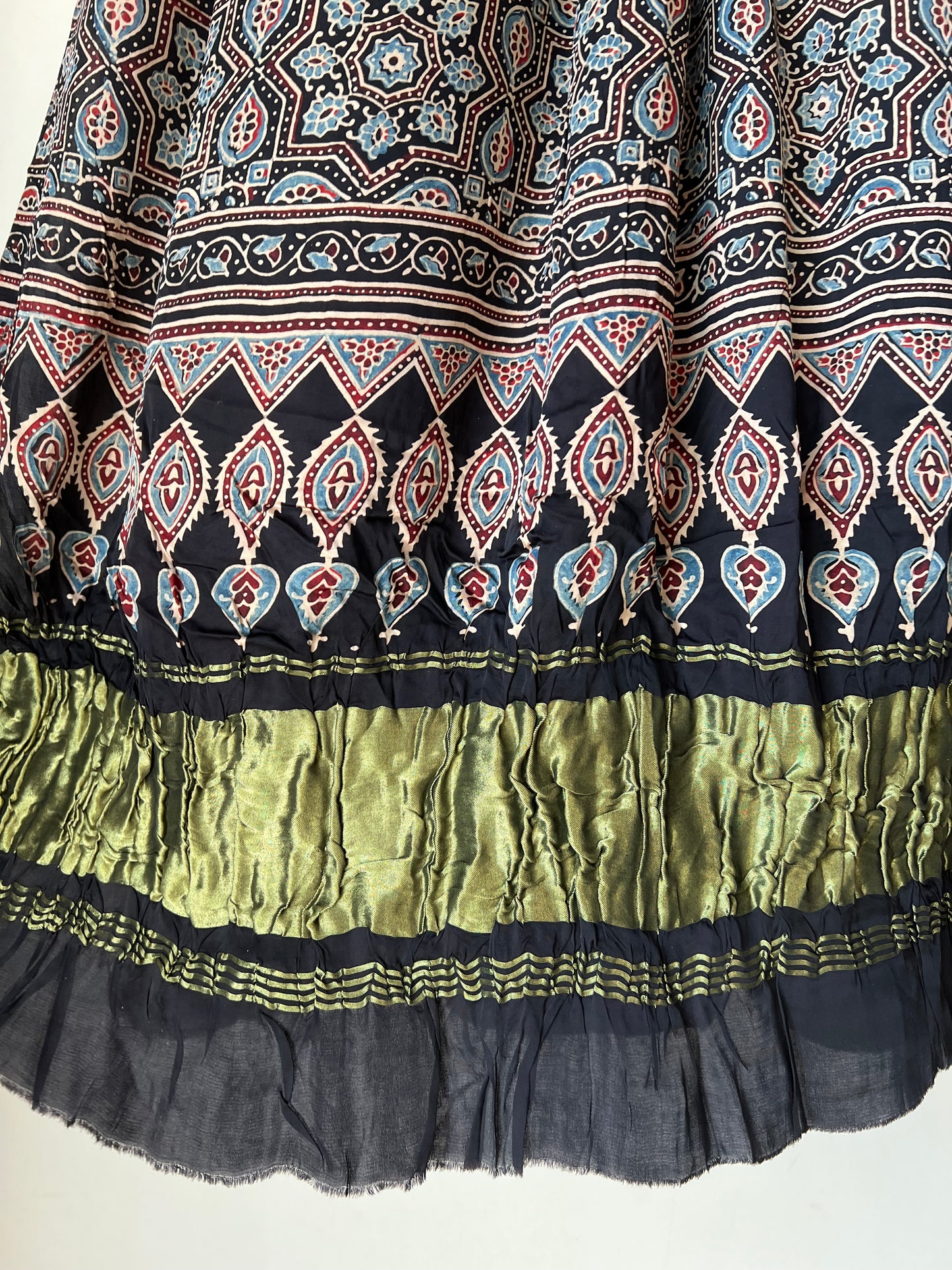 Black ajrakh modal silk dupatta