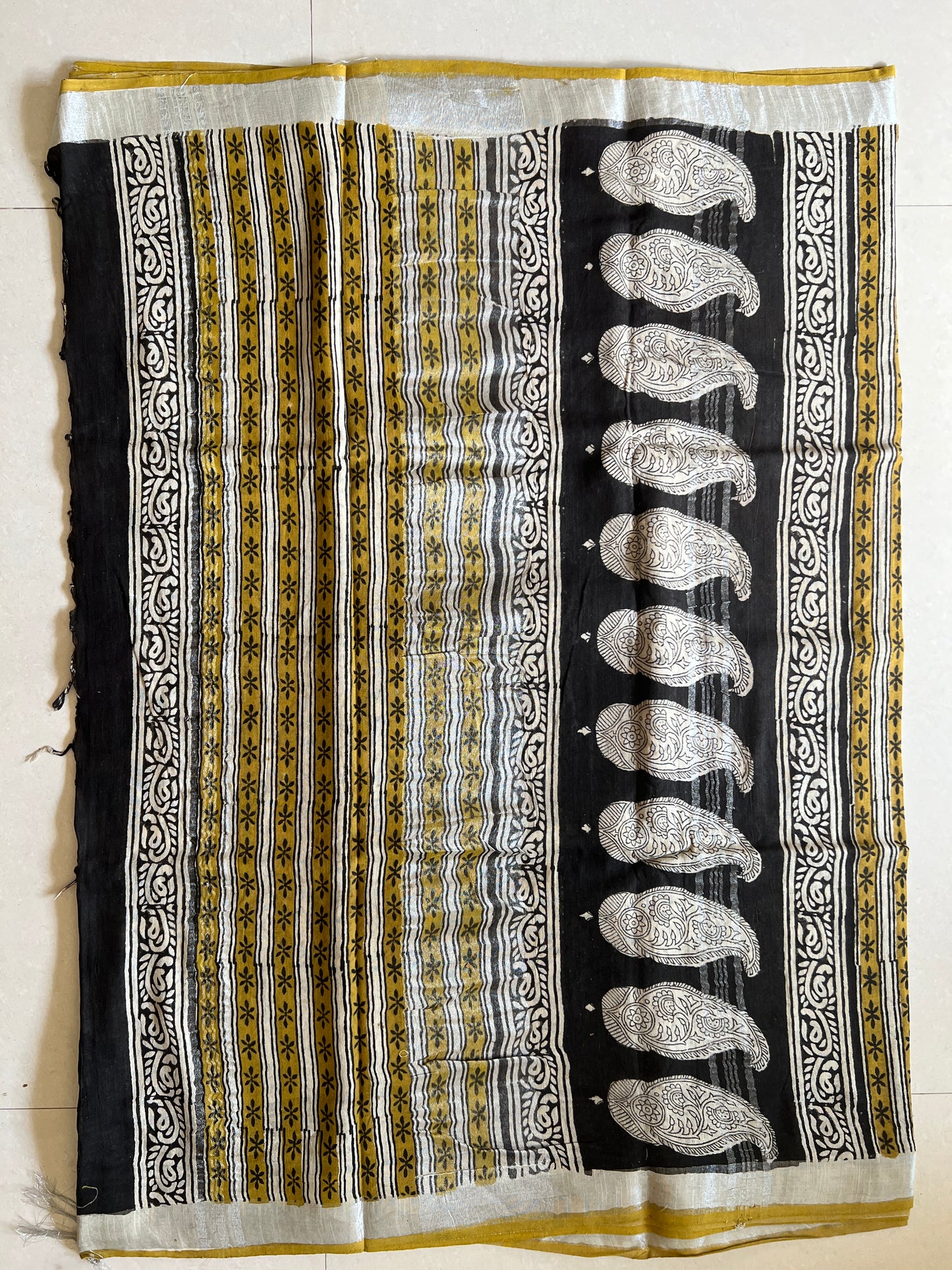 Handblock Linen Cotton Saree