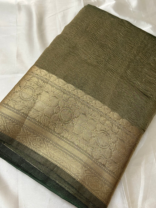 Crushed Tissue Silk Saree | Banarasi Woven Saree