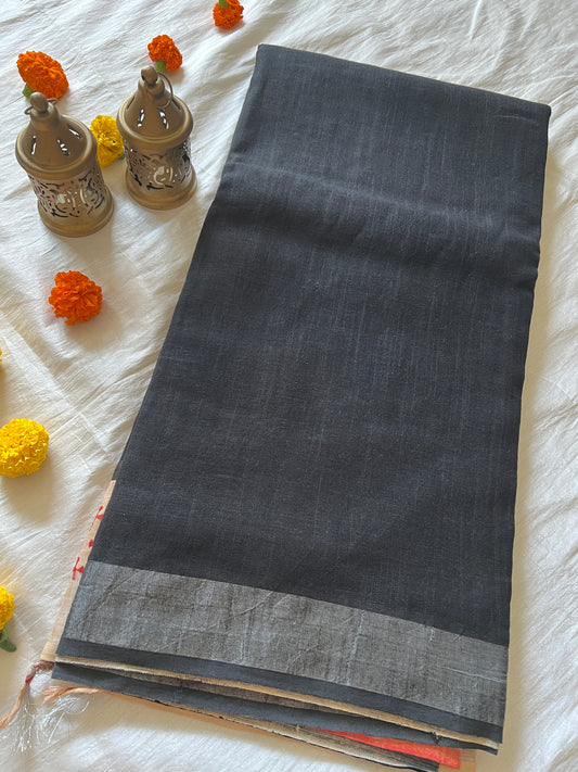 Handblock Linen Cotton Saree