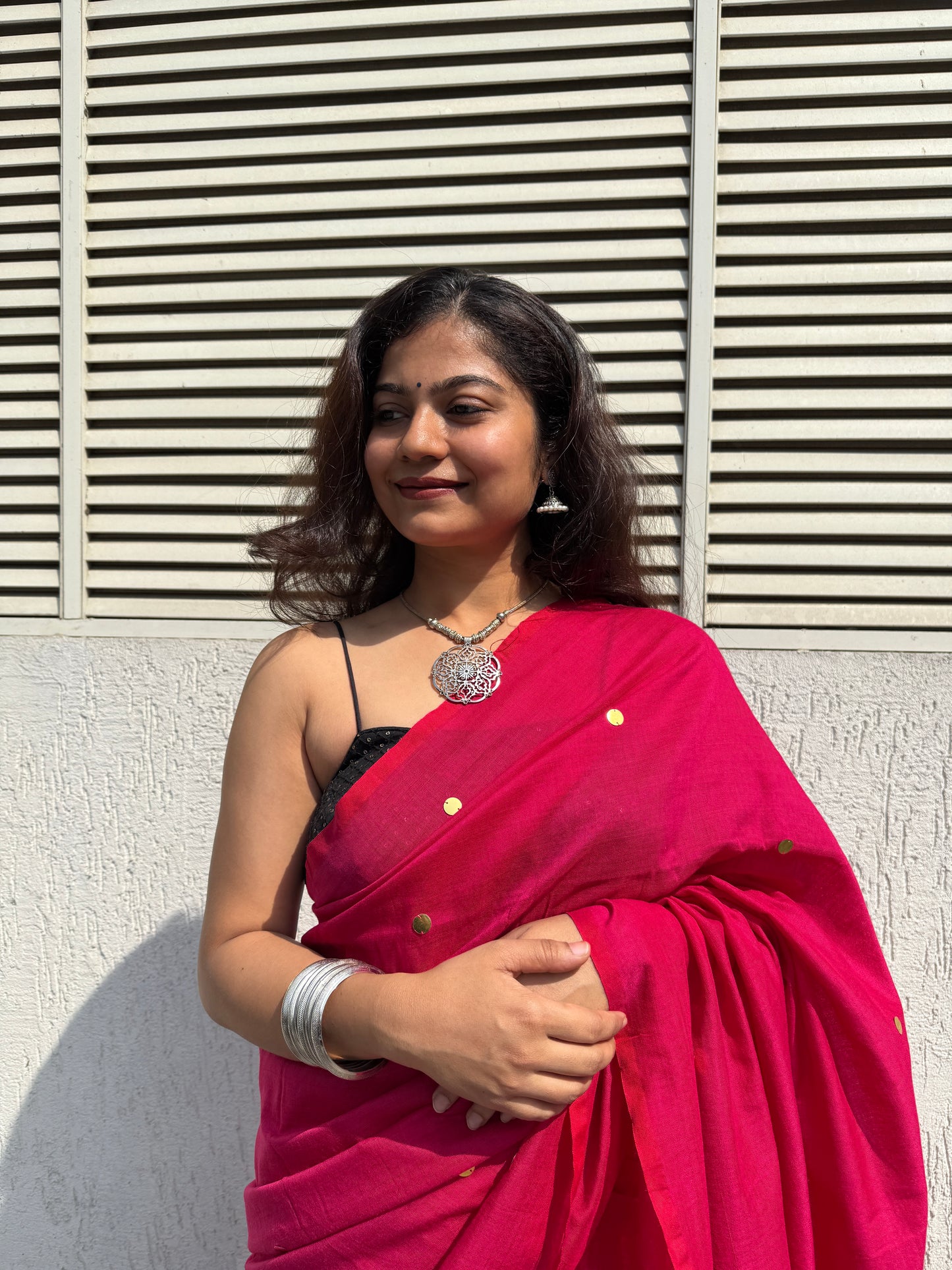 Pink khadi cotton saree