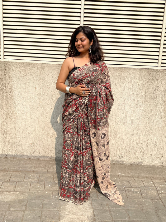 Kalamkari mul cotton saree