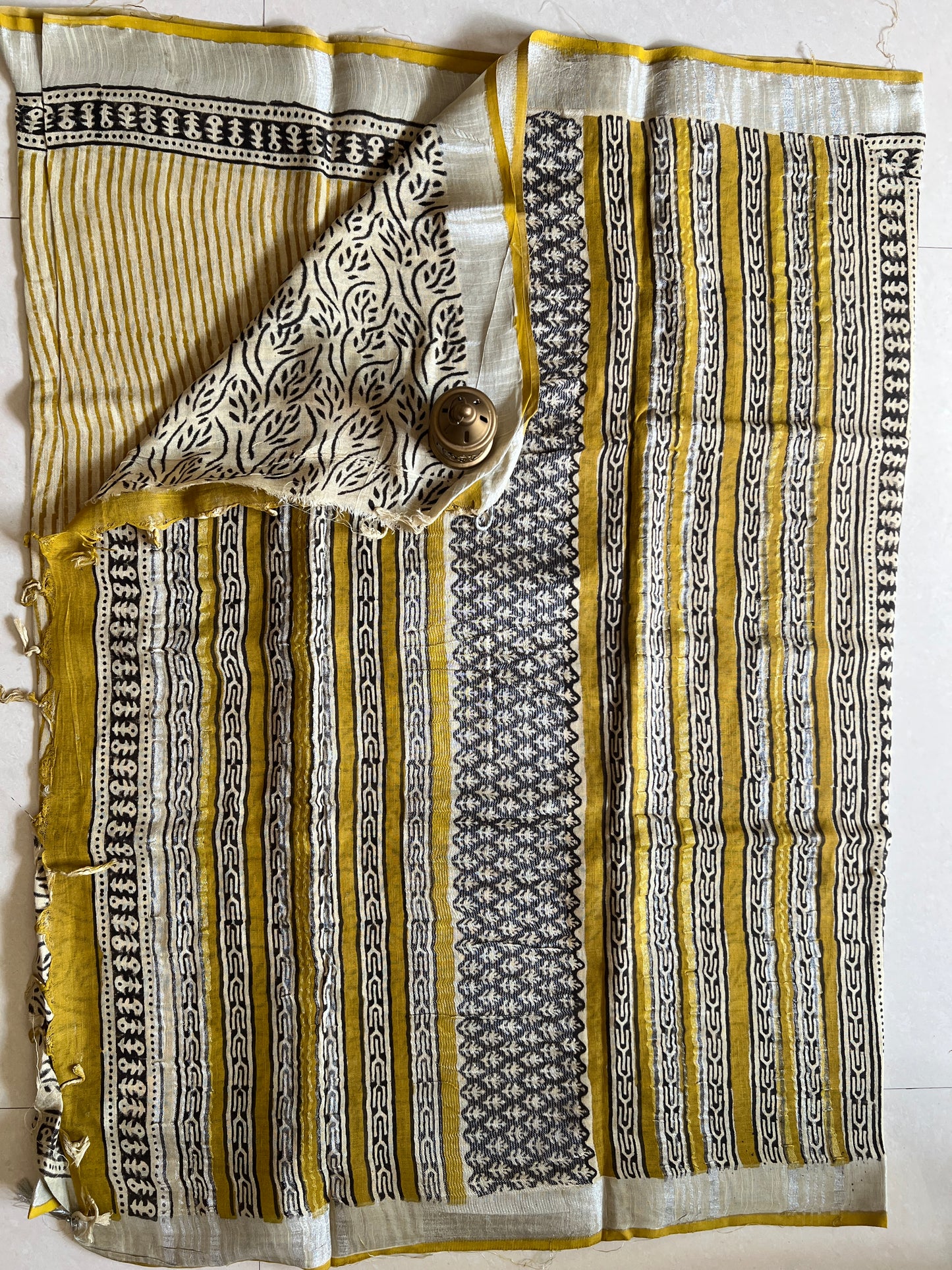 Handblock Linen Cotton Saree