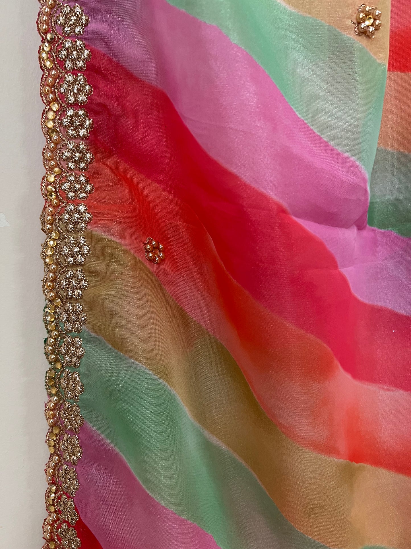 Pure organza multi colour leheriya dupatta