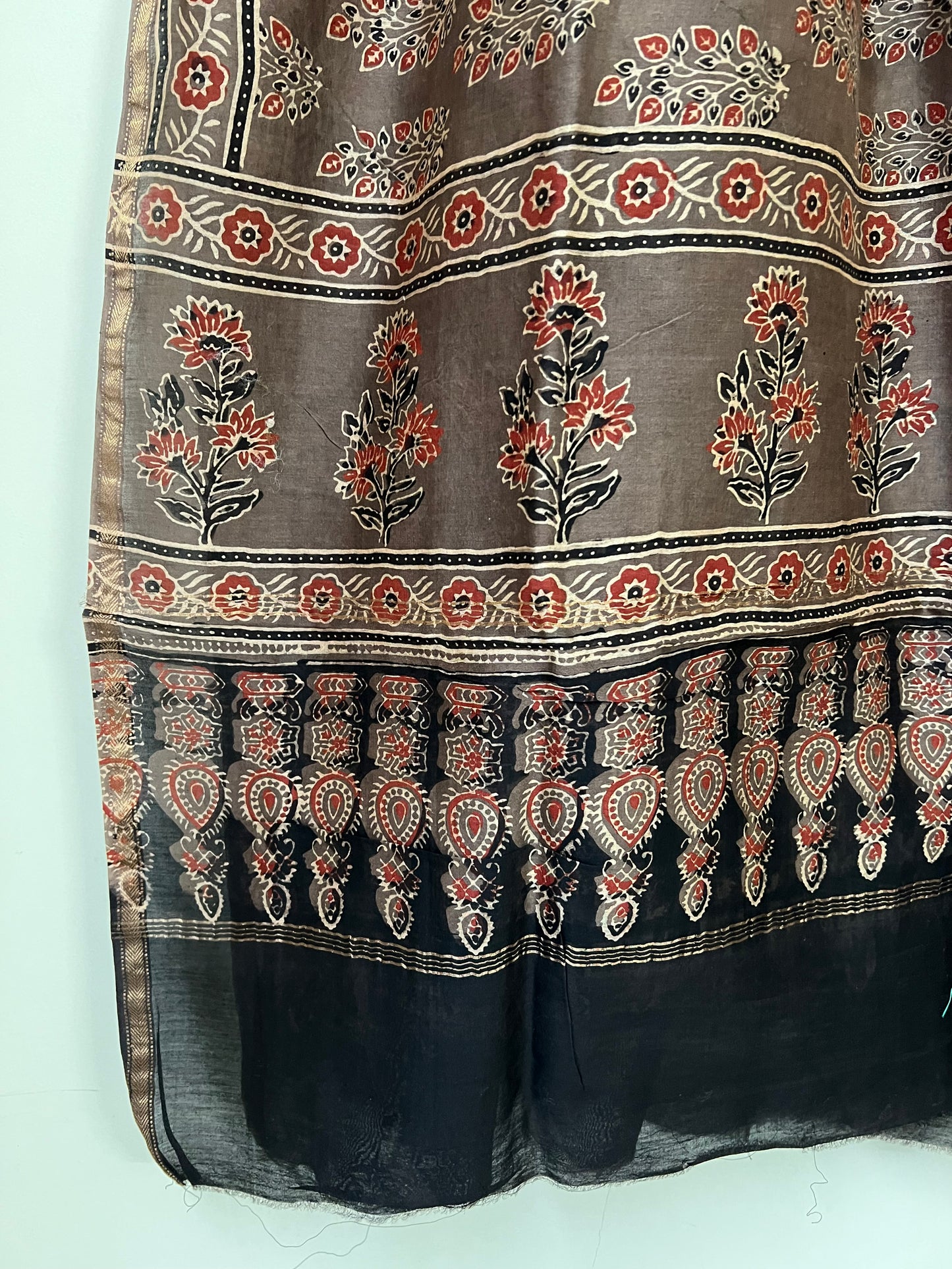 Ajrakh chanderi dupatta