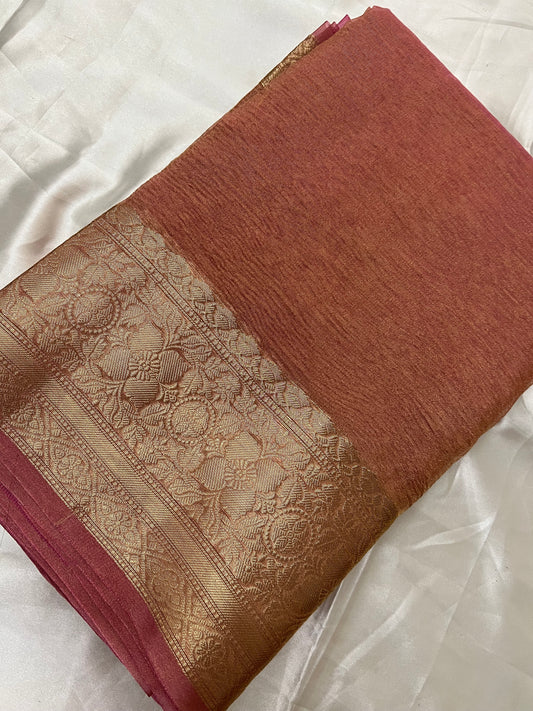 Crushed Tissue Silk Saree | Banarasi Woven Saree