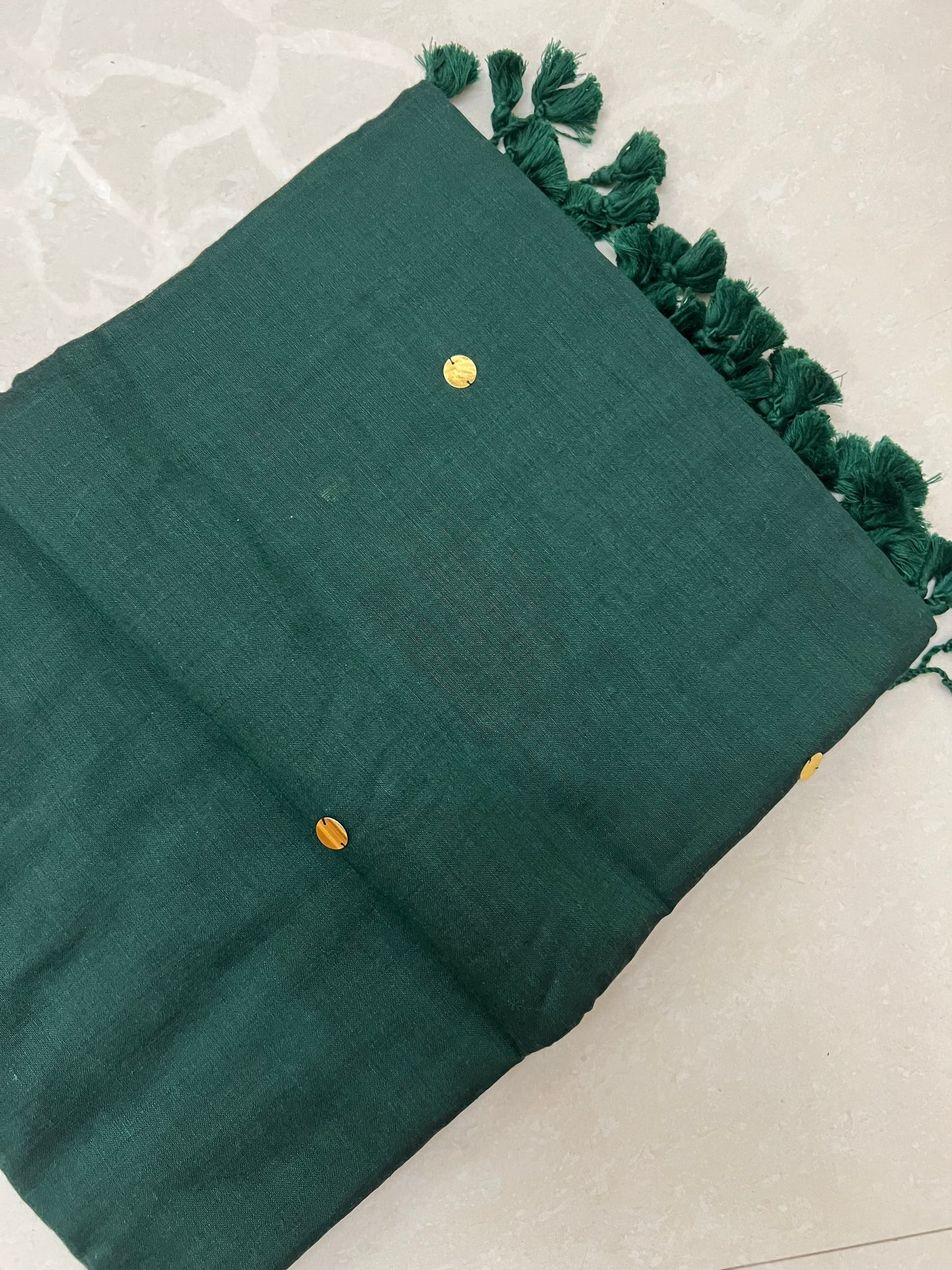 Bottle green khadi cotton saree