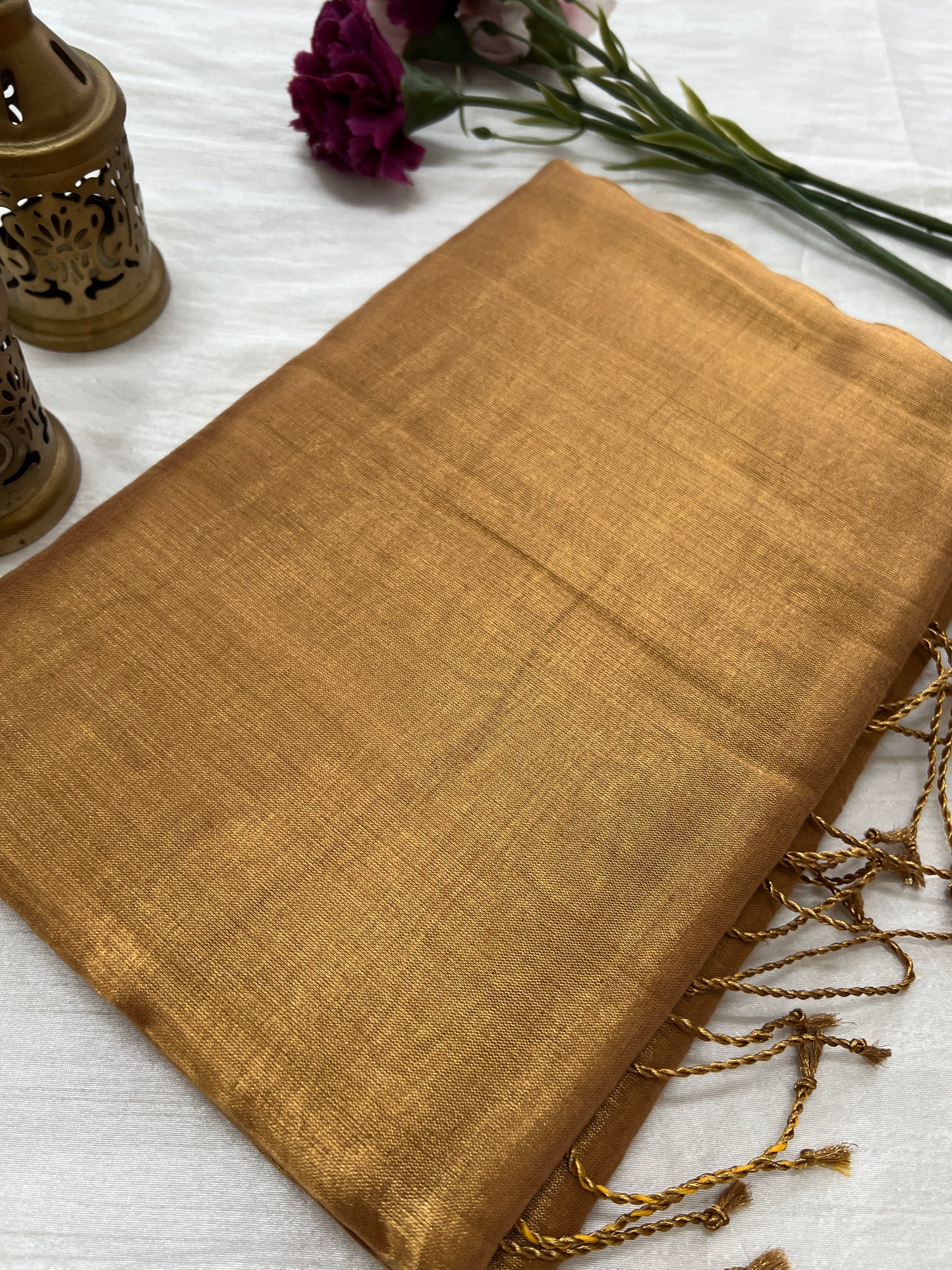 Light yellow tissue mul cotton saree