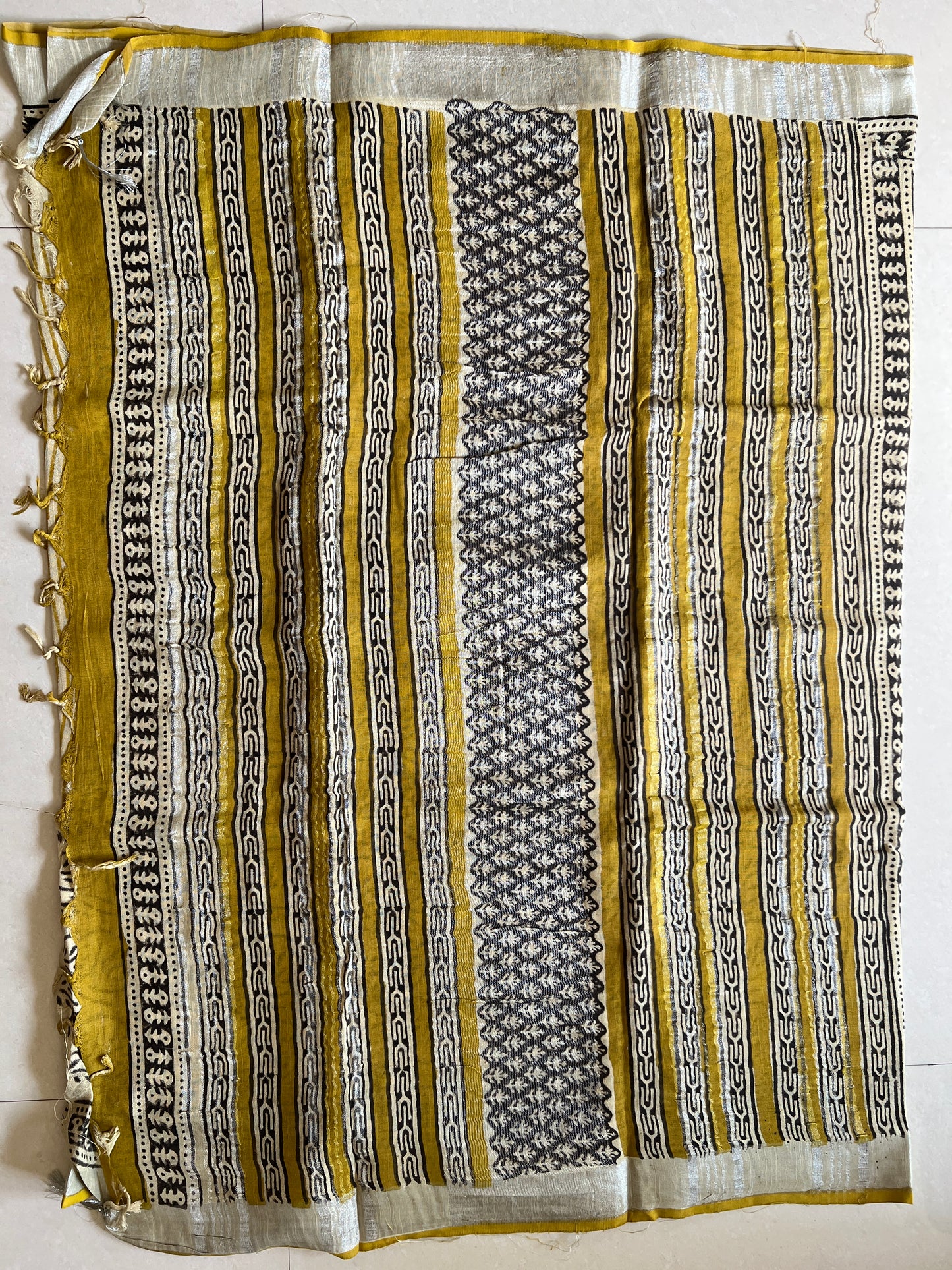 Handblock Linen Cotton Saree