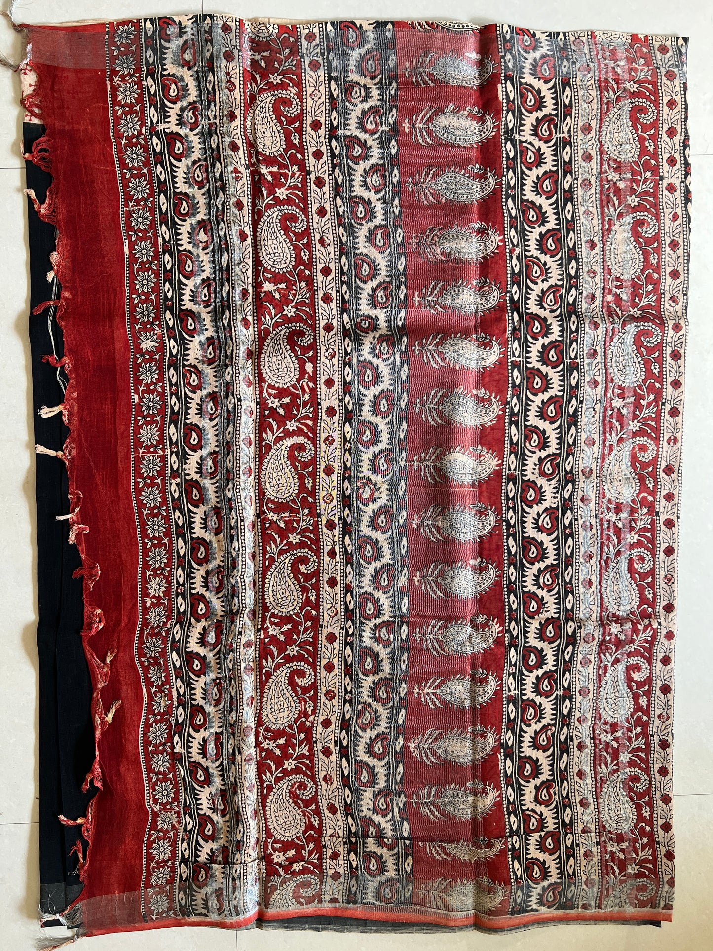 Handblock Linen Cotton Saree