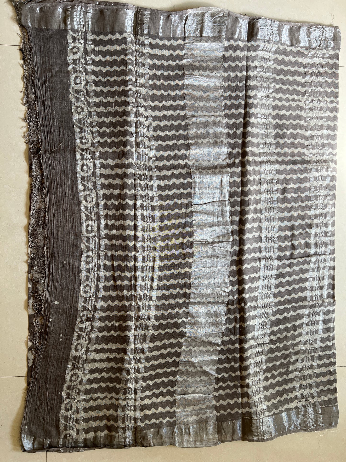 Handblock Linen Cotton Saree