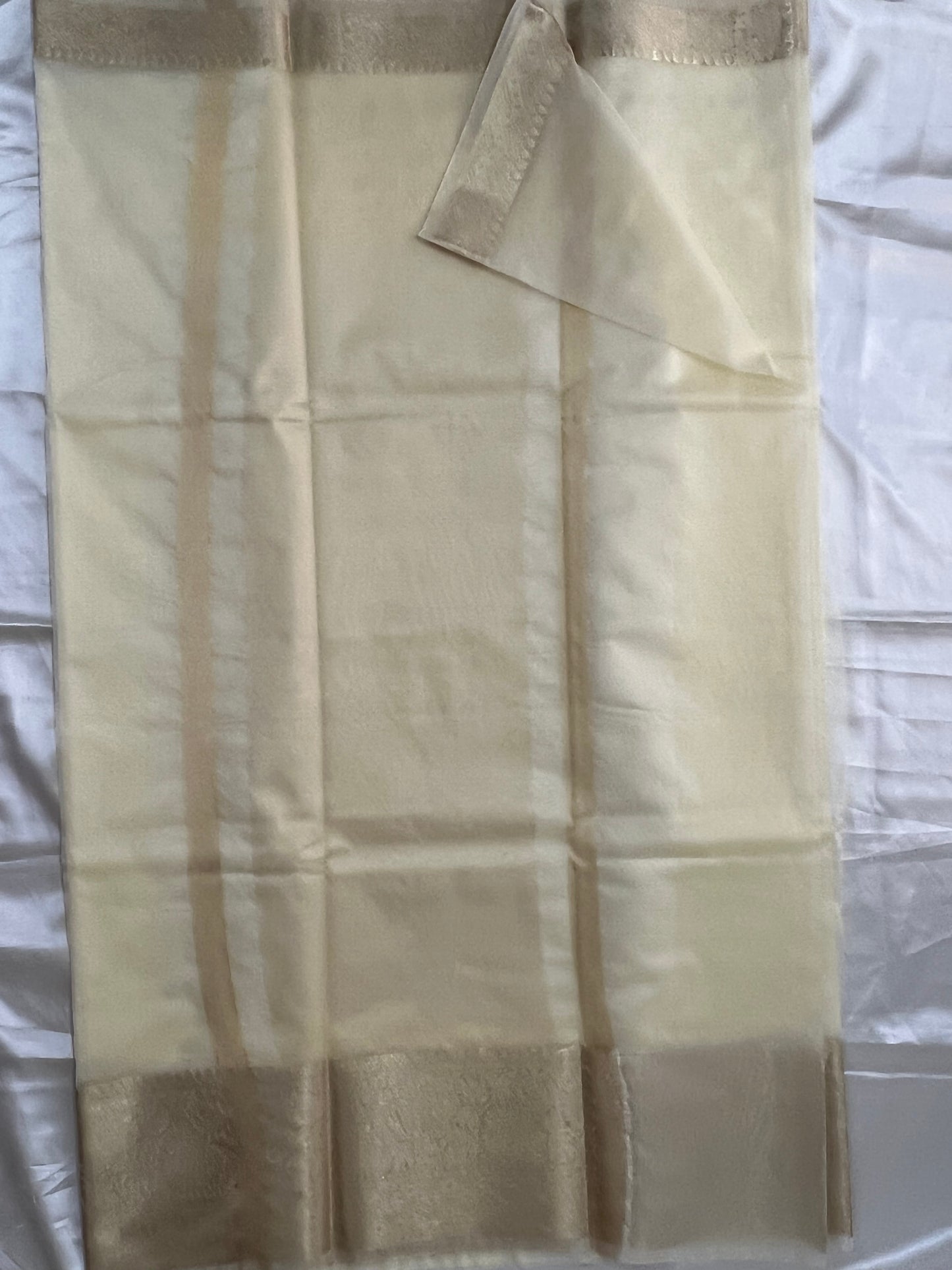 Off white organza banarasi saree