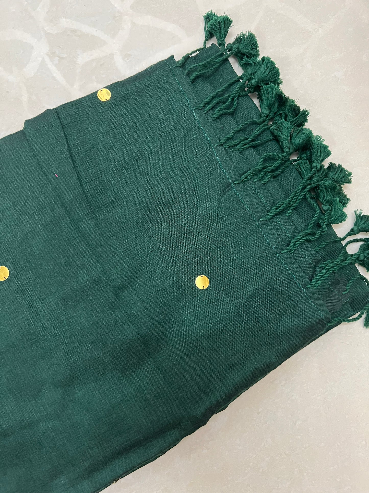 Bottle green khadi cotton saree