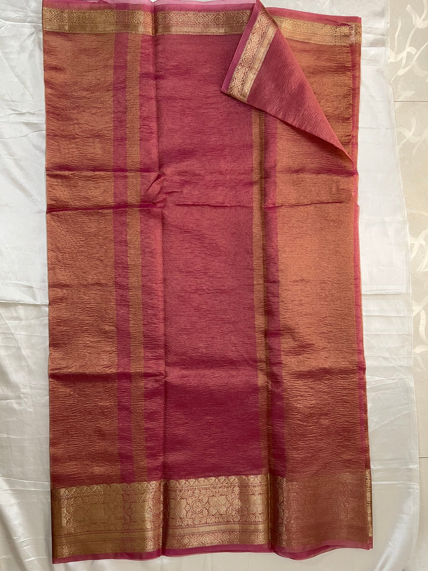 Crushed Tissue Silk Saree | Banarasi Woven Saree