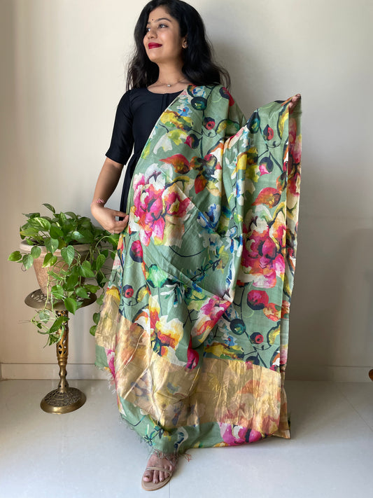 Tussar Silk Floral Dupatta