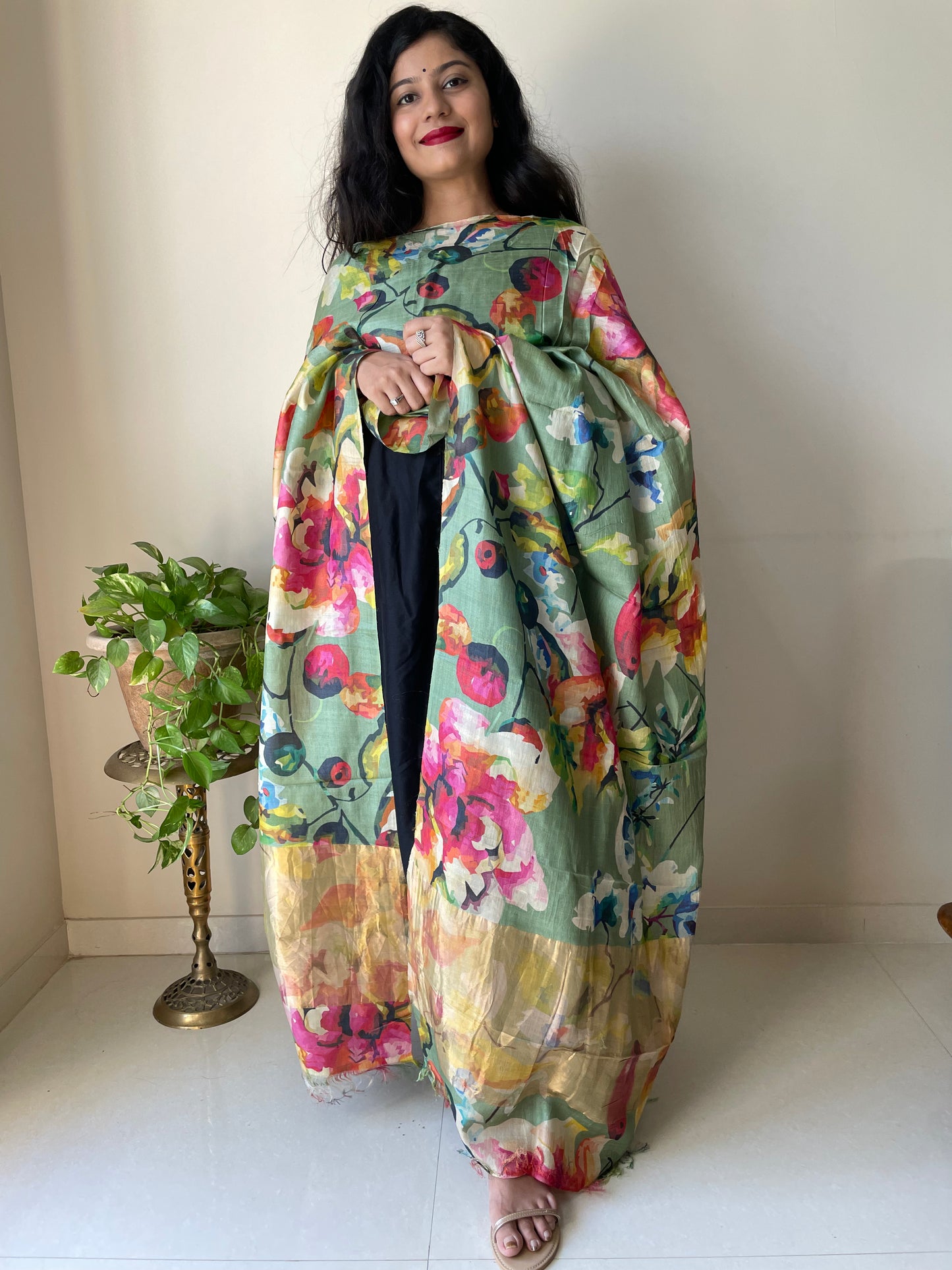 Tussar Silk Floral Dupatta