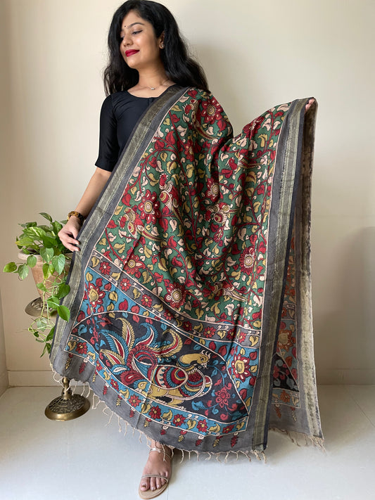 Kalamkari Maheshwari Silk Dupatta