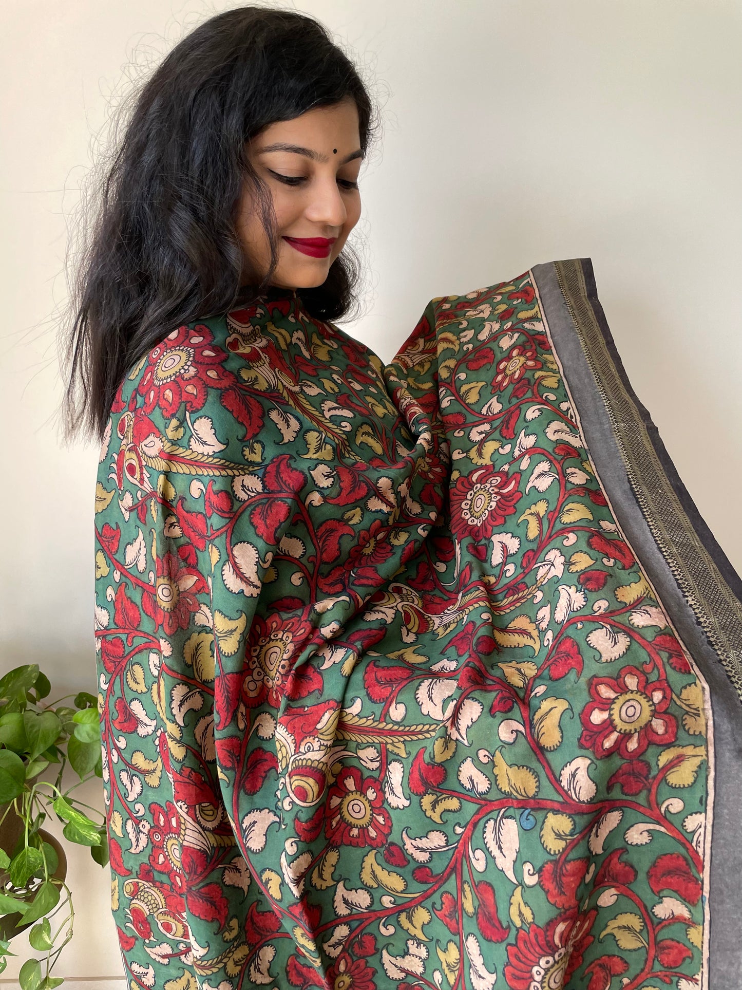 Kalamkari Maheshwari Silk Dupatta