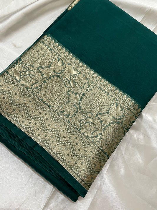 Green organza banarasi saree