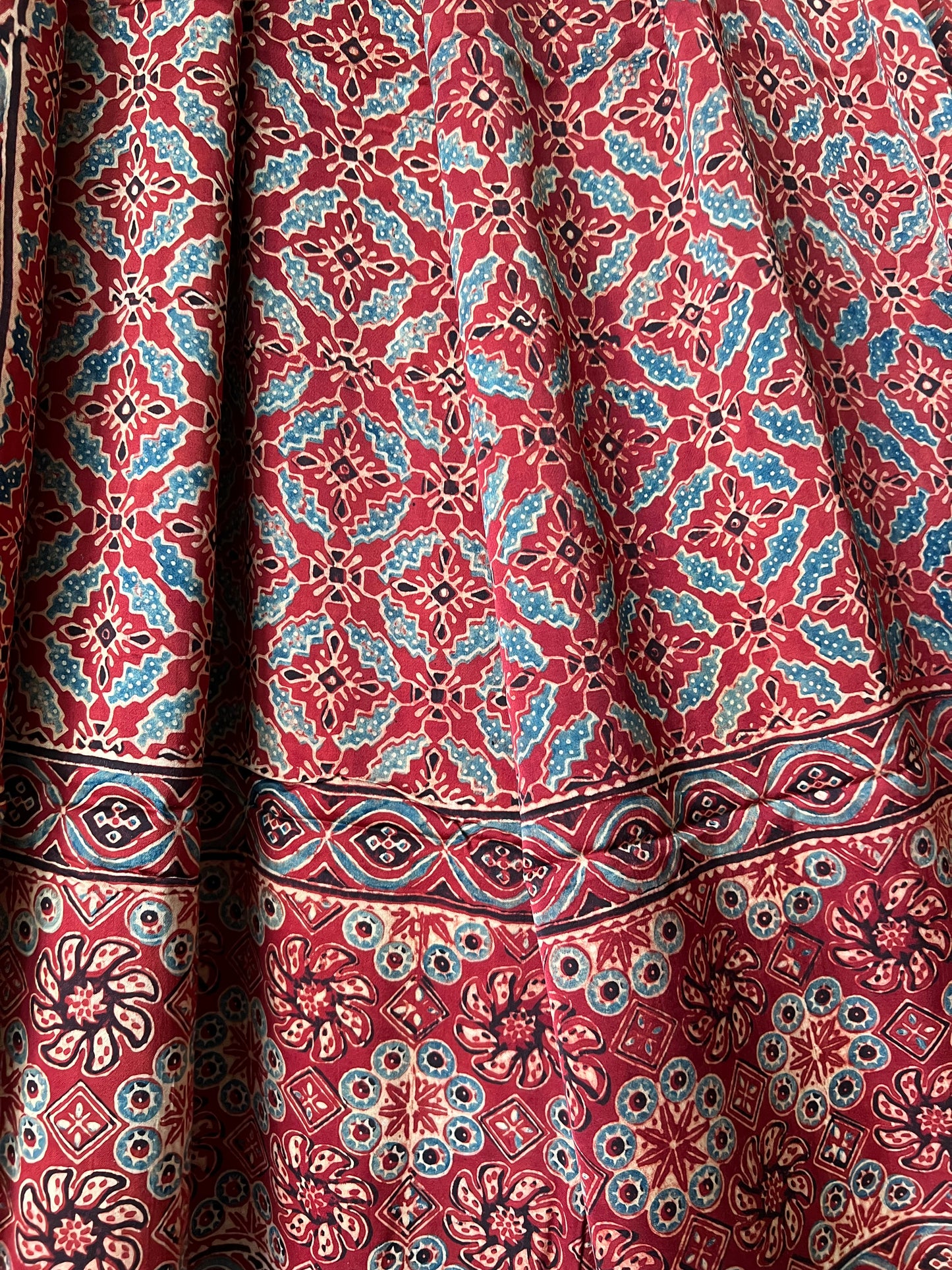 Red ajrakh modal silk dupatta