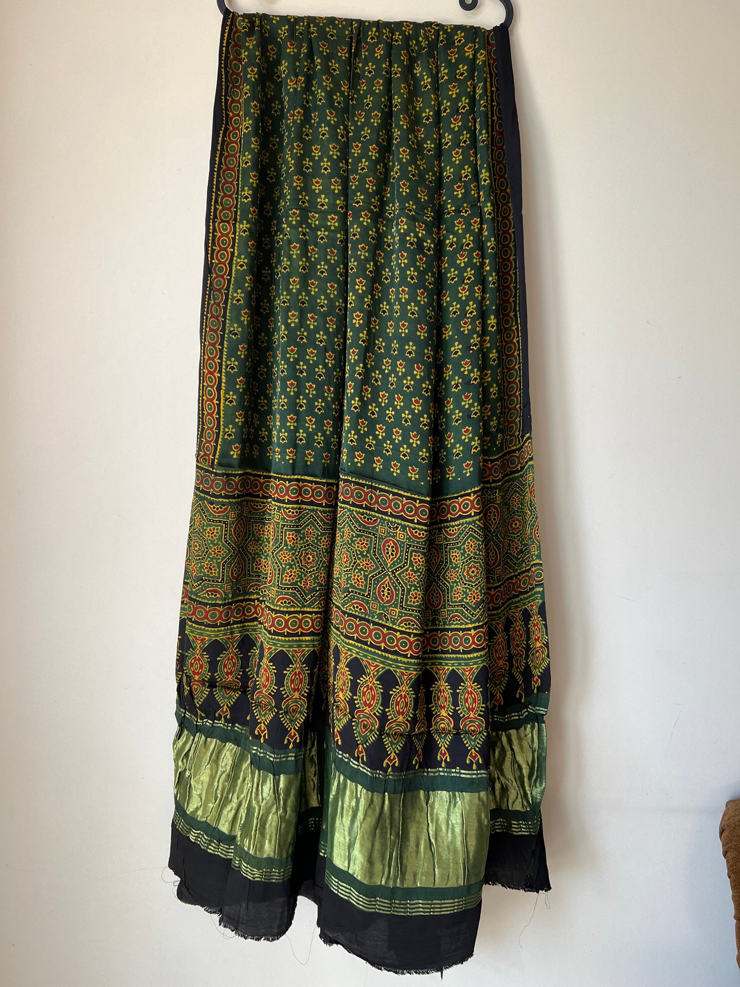 Green ajrakh modal silk dupatta