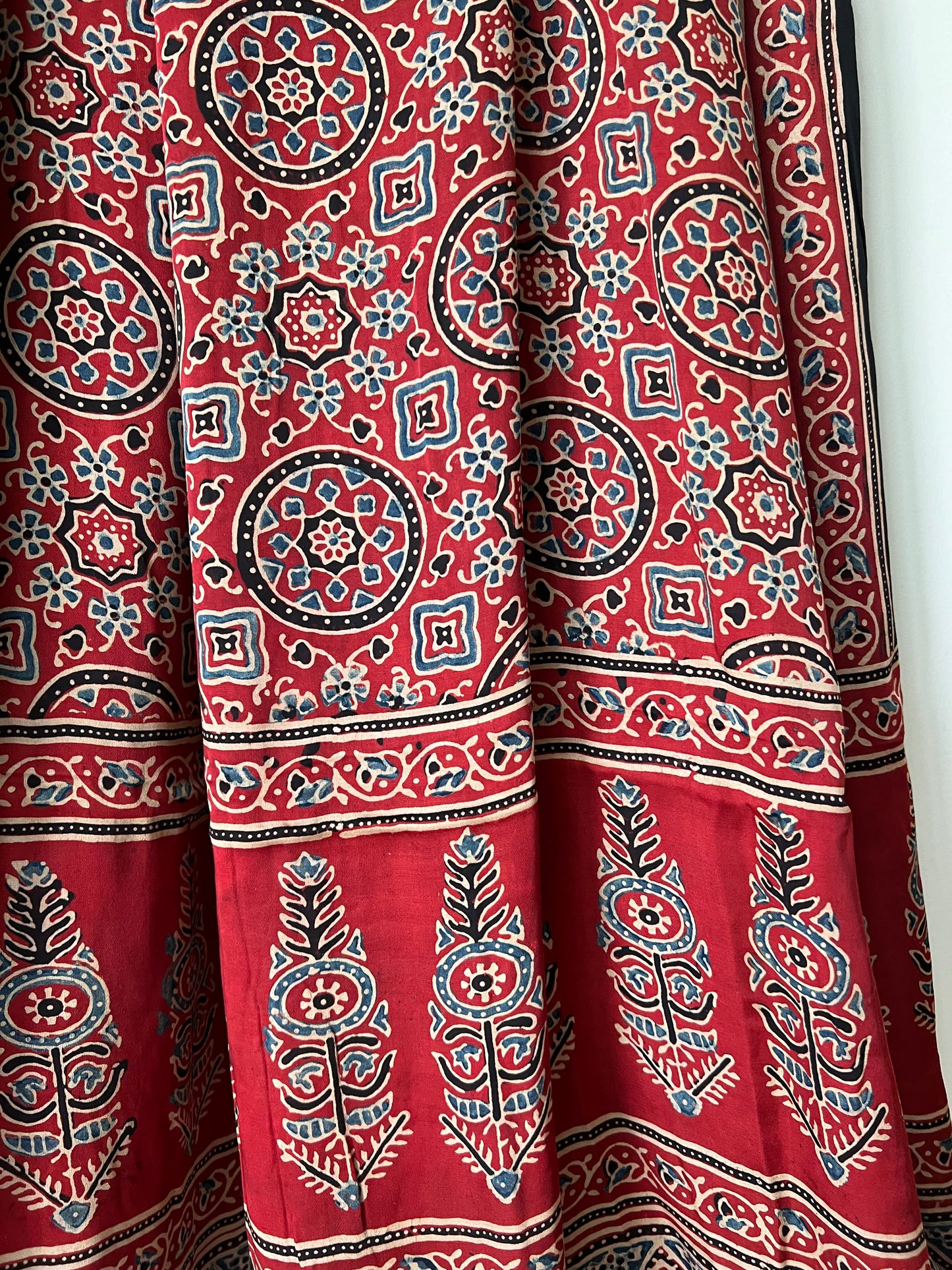 Red ajrakh modal silk dupatta