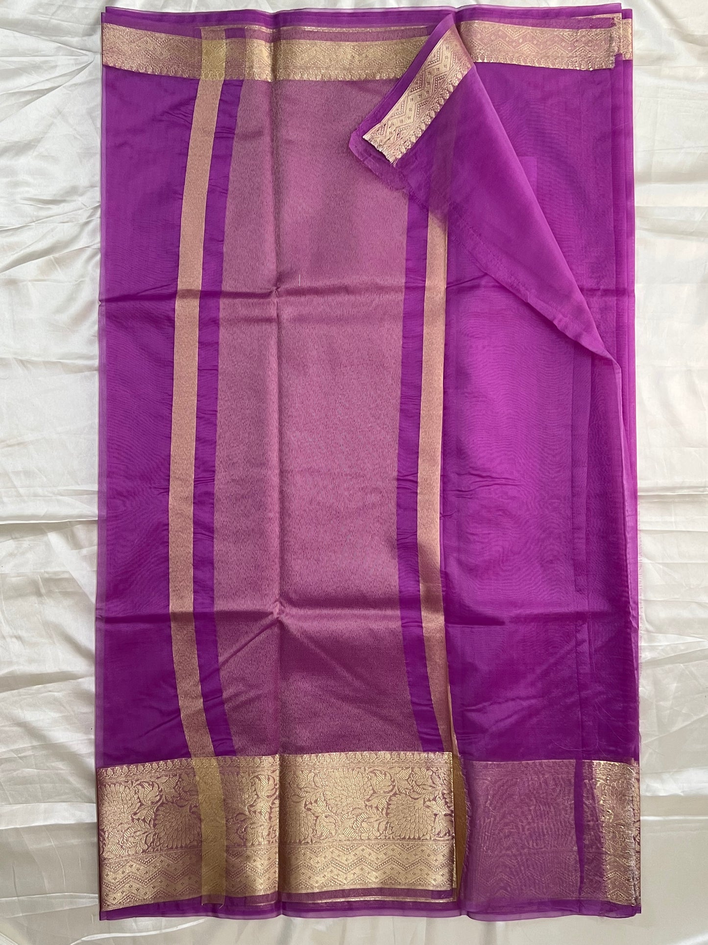 Purple organza banarasi saree