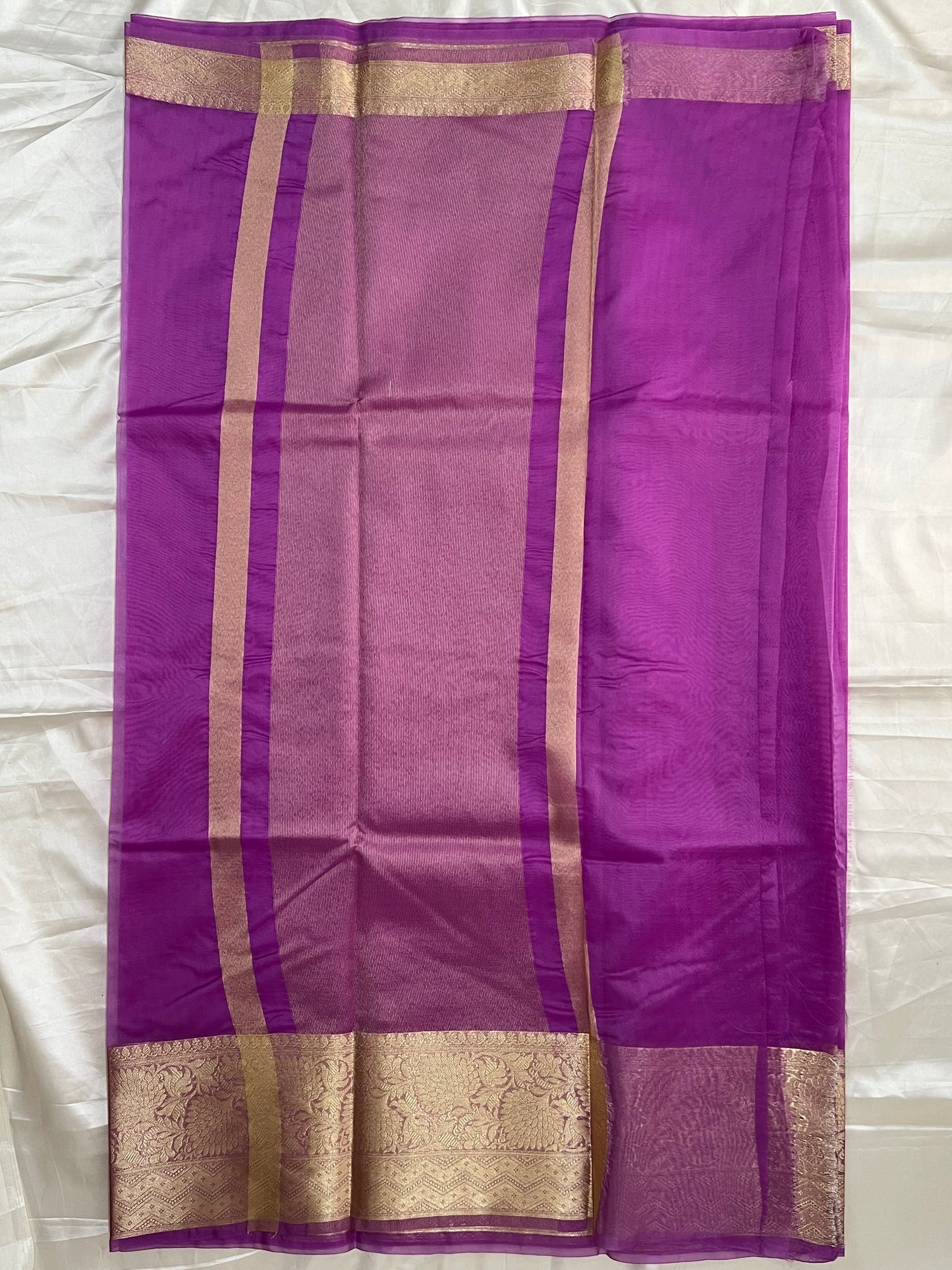 Purple organza banarasi saree