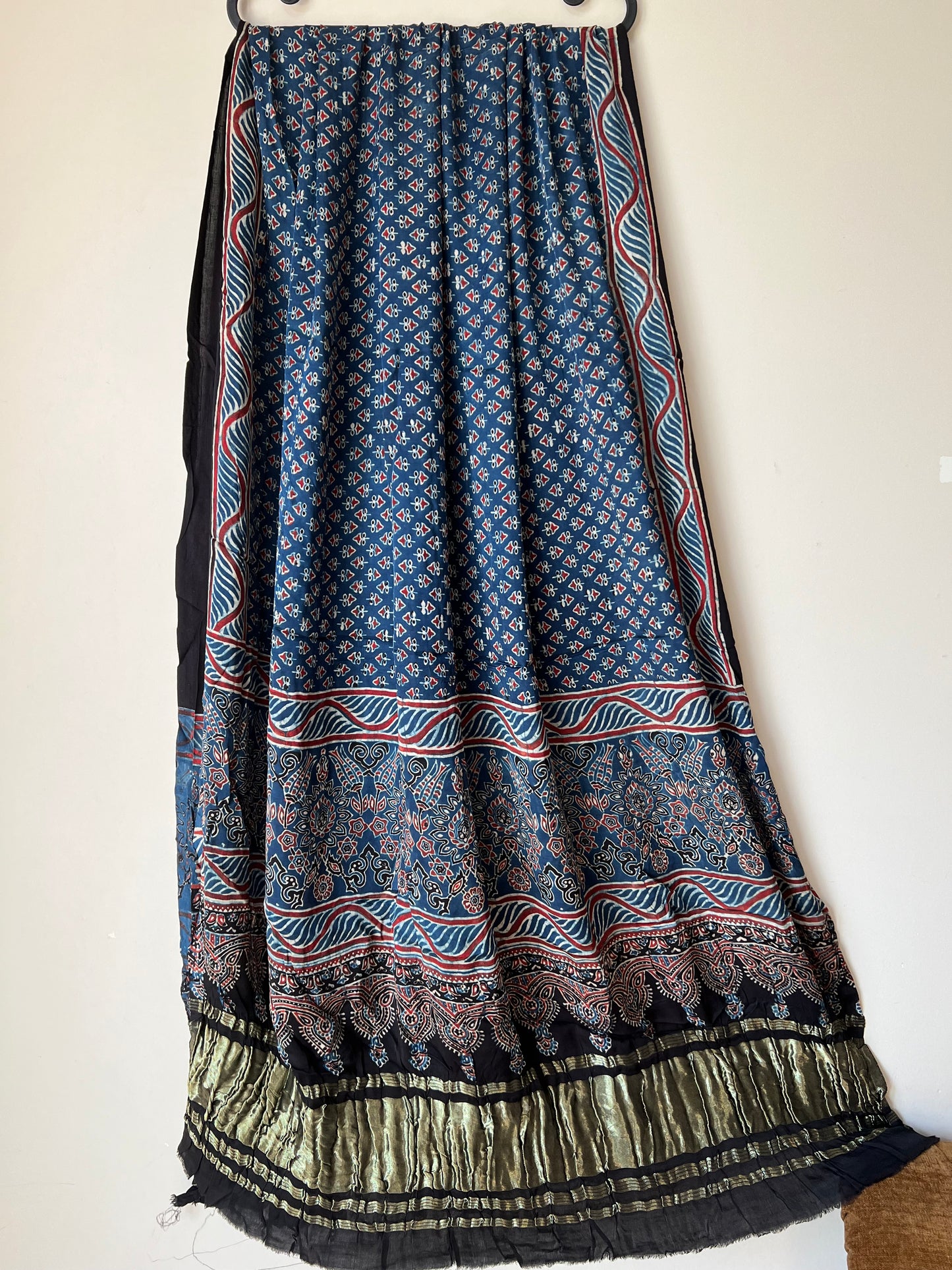 Blue ajrakh modal silk dupatta