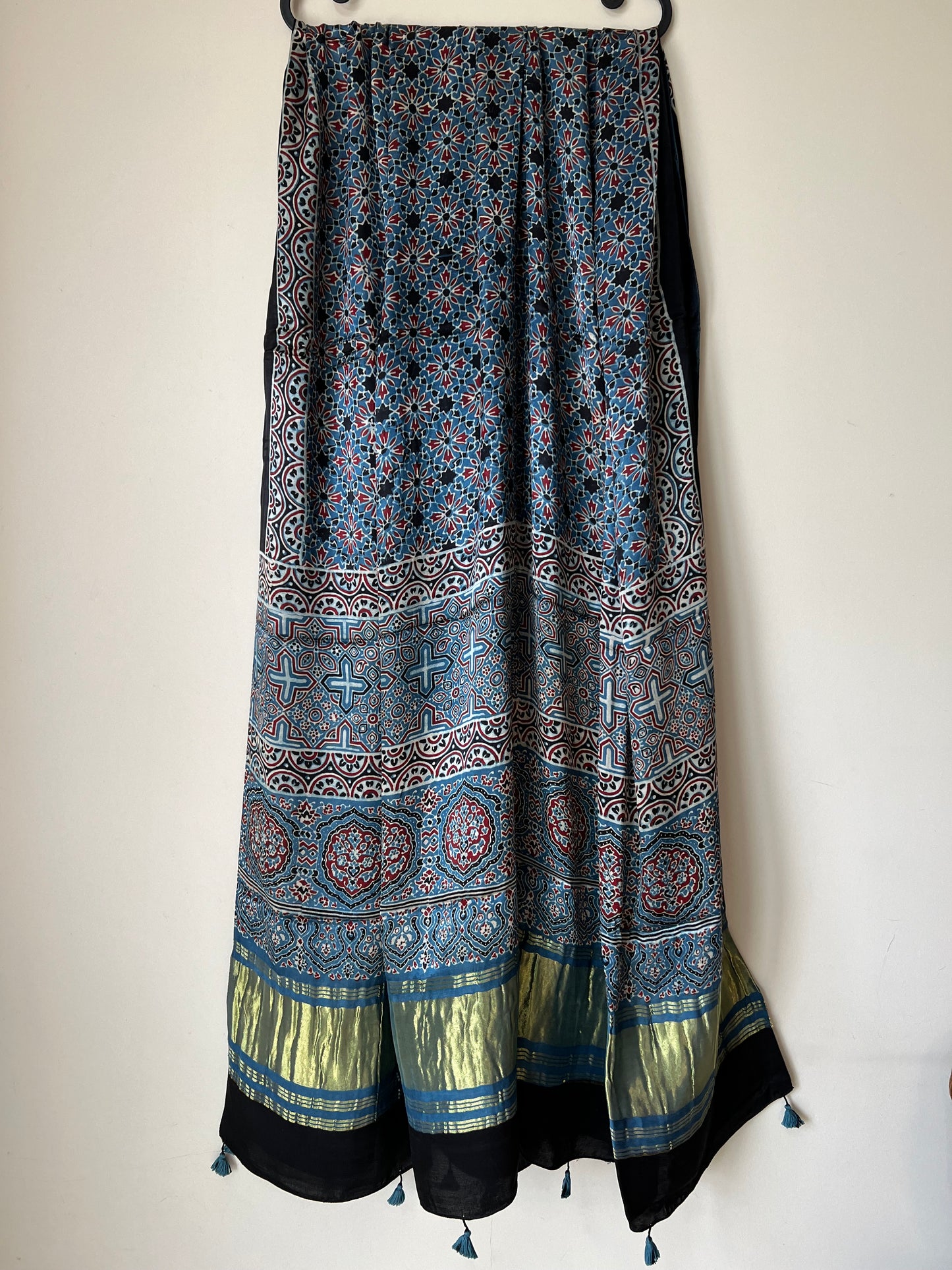 Blue ajrakh modal silk dupatta