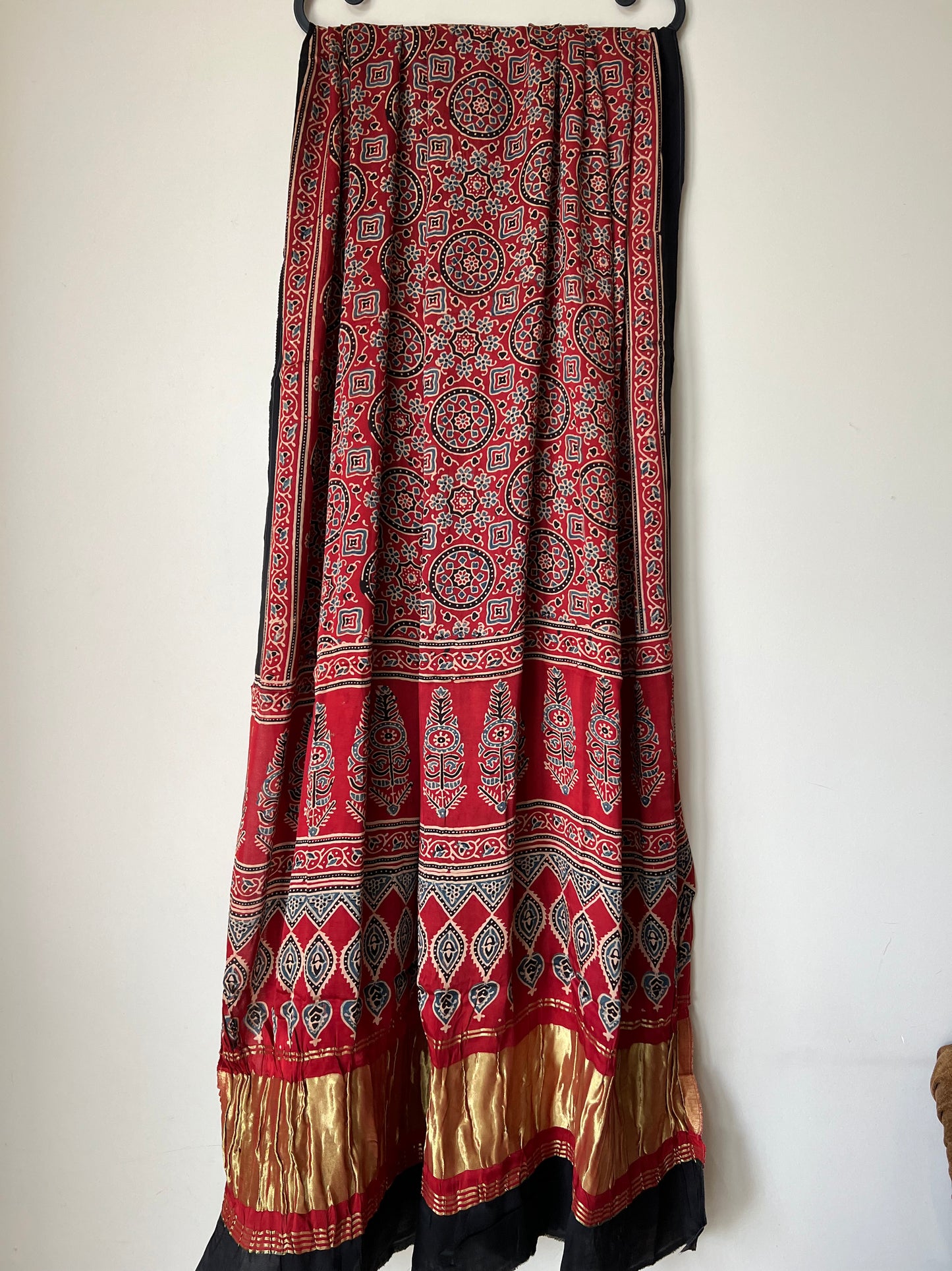 Red ajrakh modal silk dupatta