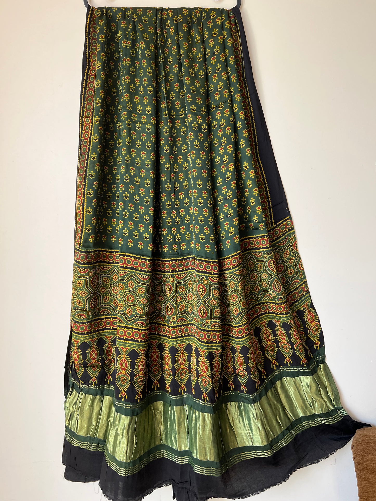 Green ajrakh modal silk dupatta