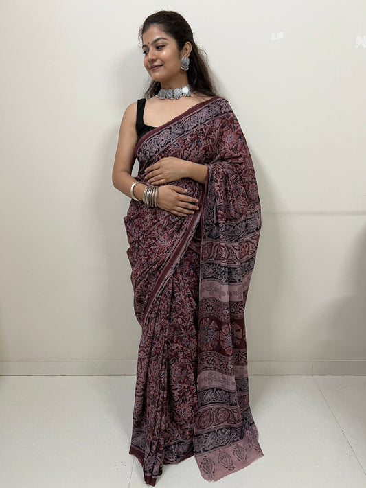 Kalamkari mul cotton saree