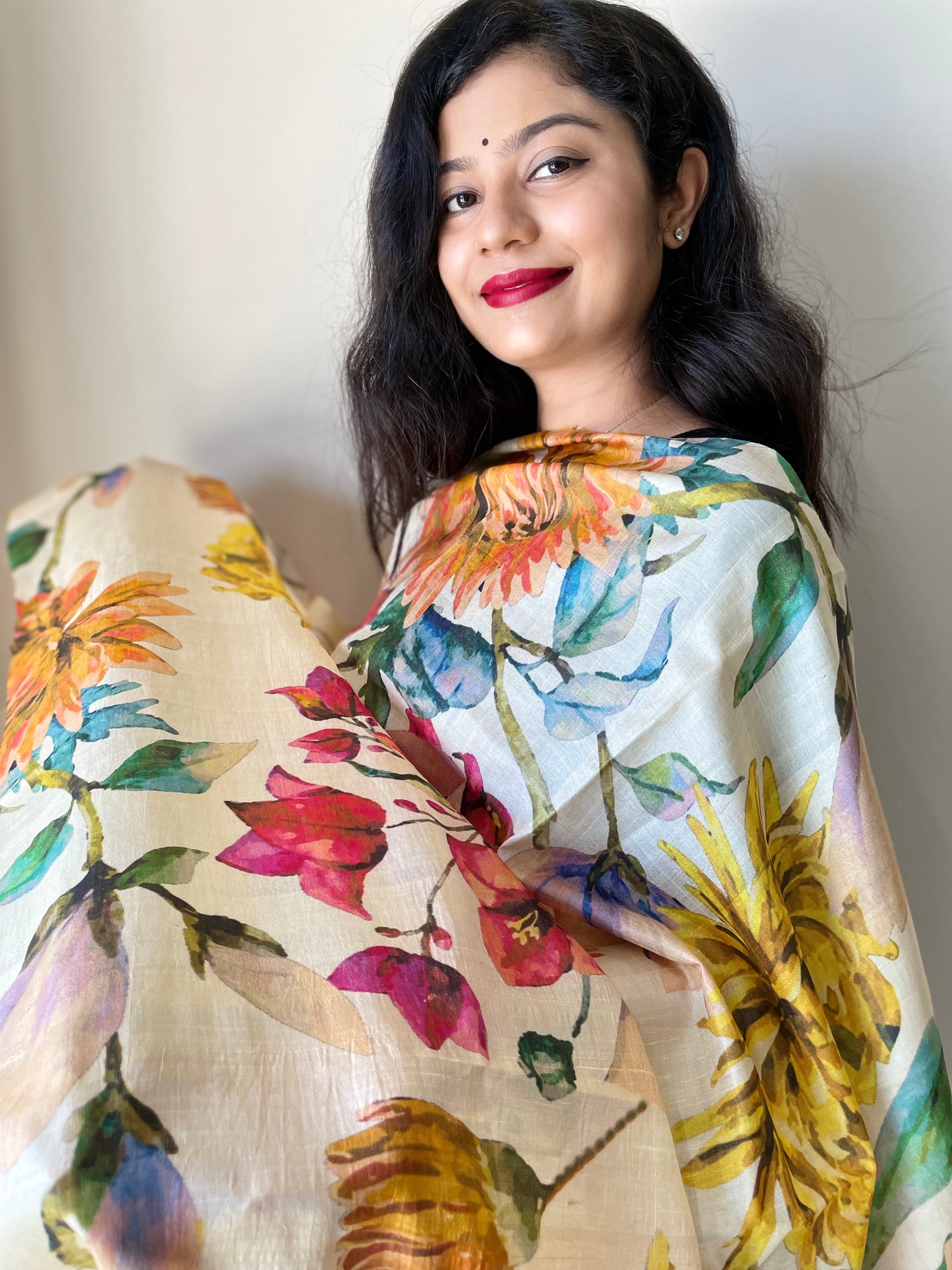 Tussar Silk Floral Dupatta