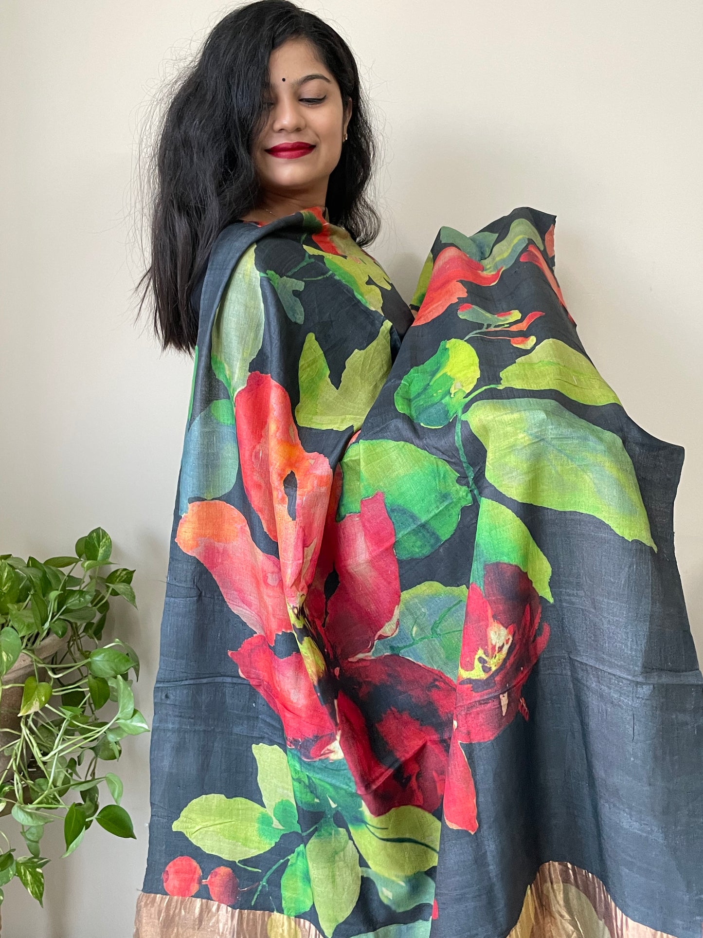 Tussar Silk Floral Dupatta