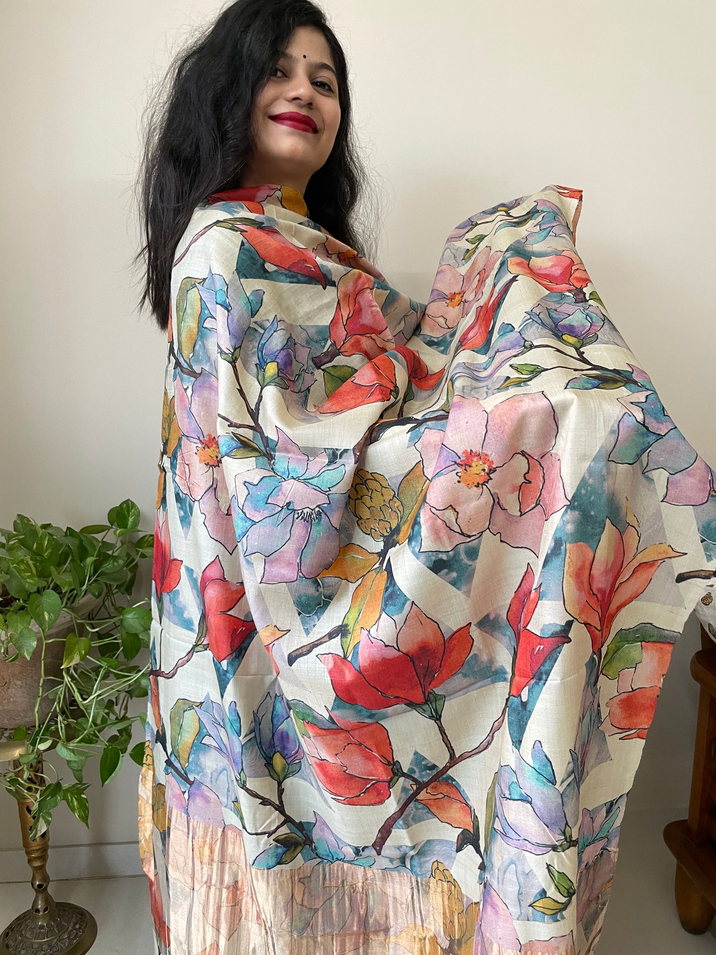 Tussar Silk Floral Dupatta